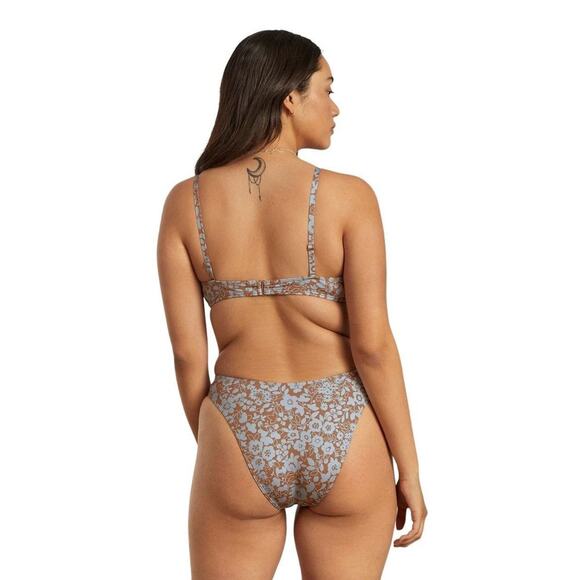 NWT Everlane Swim Thigh High Bikini Bottom in Honey Floral Blue Brown Size Small - Picture 2 of 5